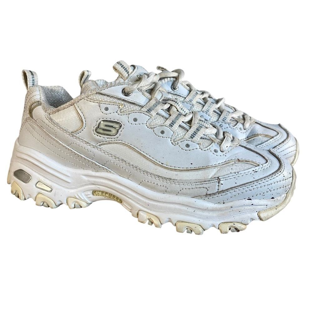 Skechers D'lites Leather Sneakers Lace Up Athletic Performance Wear Size 6.5